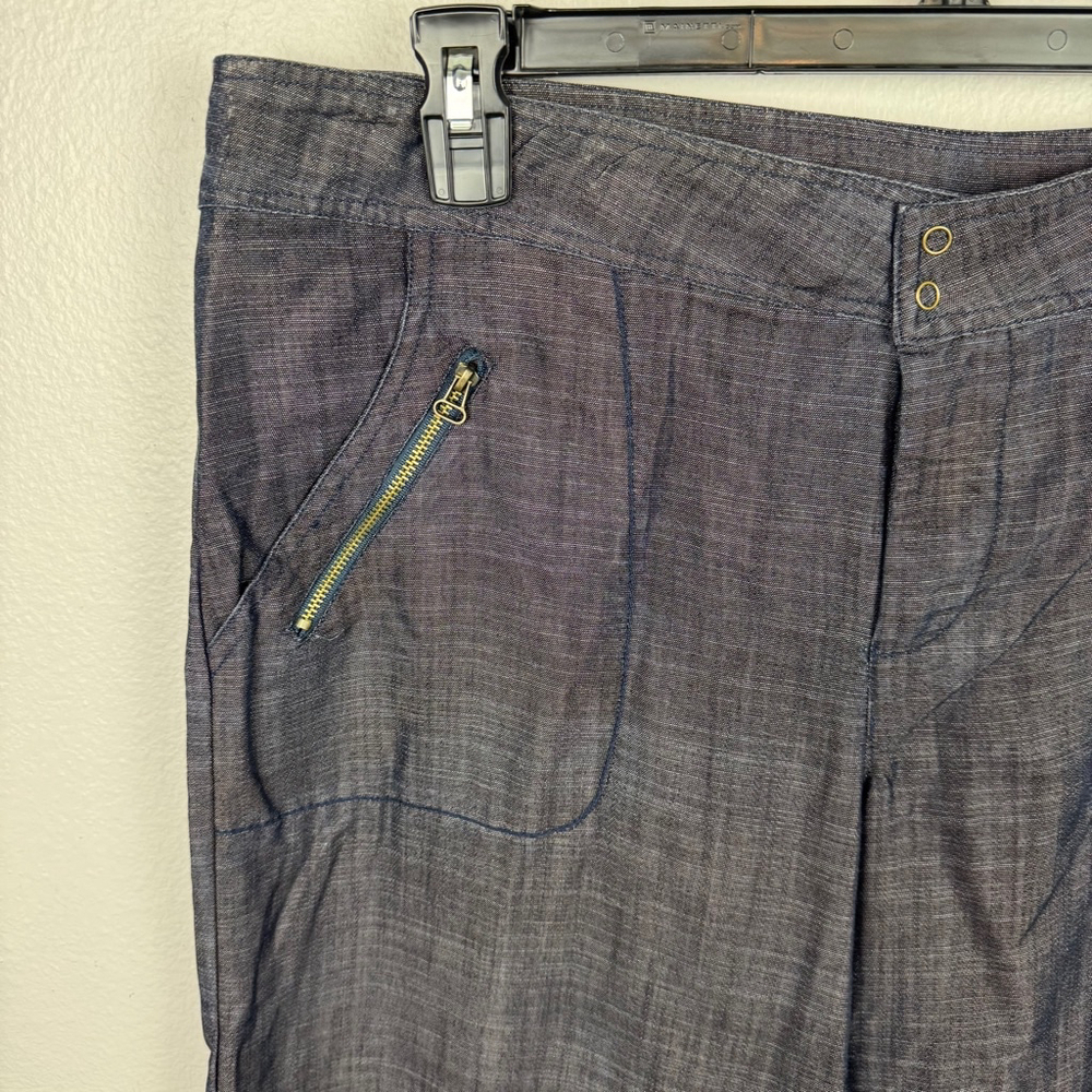 XCVI Wide Leg Pants Women XL Blue Chambray Lagenlook Boho Zip Pockets Casual NEW - Picture 5 of 11